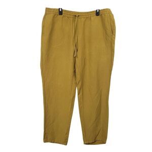 J.Jill Mustard Yellow Linen Rayon Pant Sz XL Tapered Relaxed Pull On Beachcomber